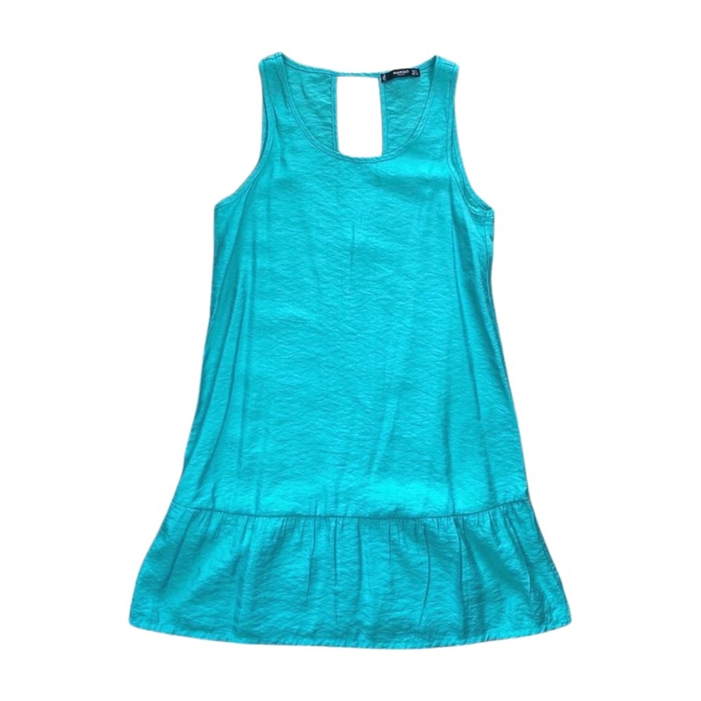 Mango Basics Teal Cut-Out-Back Ruffle Mini Dress Size 4